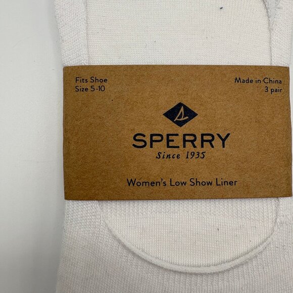 Sperry low show shoe liner socks - white - NWT/NIP - Fits shoe sizes 5-10 - Picture 2 of 5